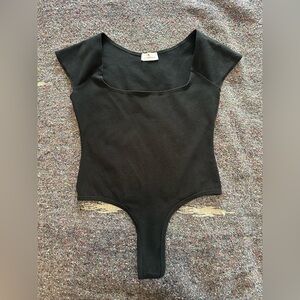 El Tigre Black Bodysuit with Cap Sleeves